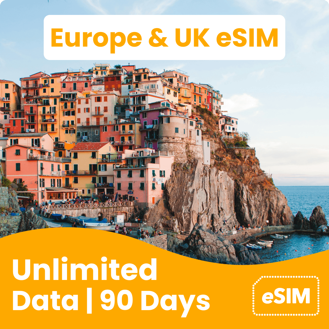 Europe & UK eSIM with Unlimited Data (EU-90)
