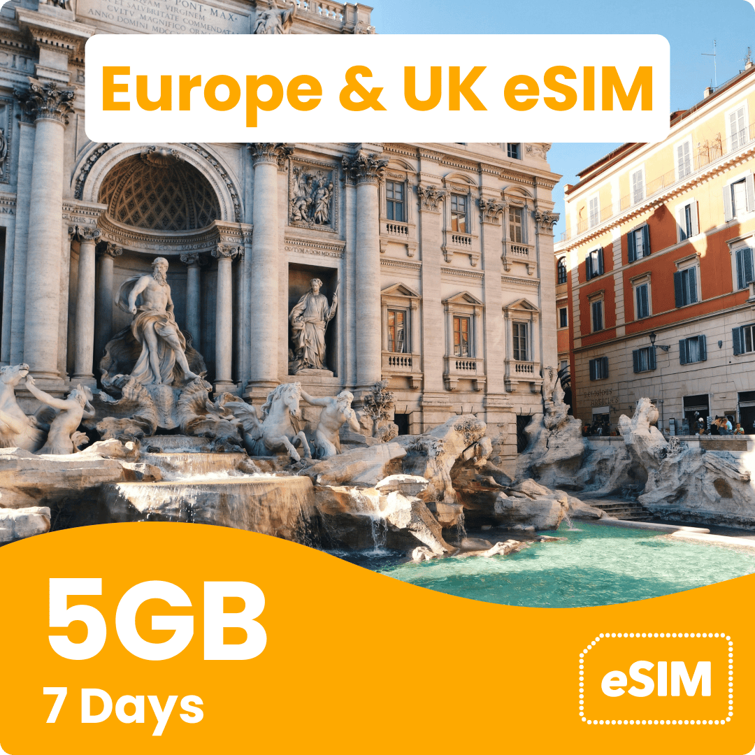 Europe & UK eSIM with 5GB data for 7 days