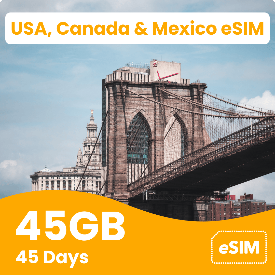 eSIM for USA, Canada & Mexico - 45GB Data Plan