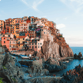 Colorful Italian village on cliff