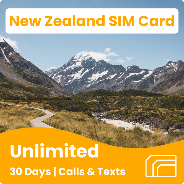 New Zealand Travel SIM Card | Unlimited Data, Calls & Texts | 30 Days