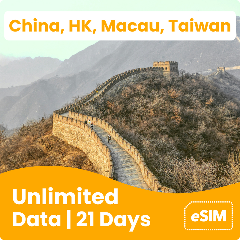 Unlimited China, Hong Kong, Macau & Taiwan eSIM